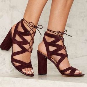 Sam Edelman Suede lace up sandals 4” heel